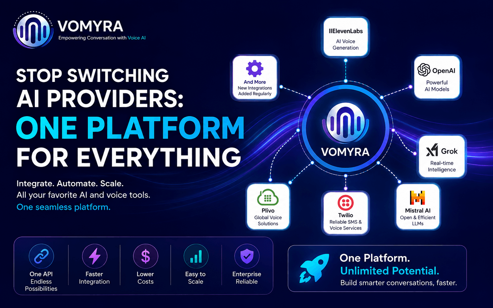 Stop Switching AI Providers One Platform for ElevenLabs, OpenAI, Grok, Mistral, Twilio, Plivo and More
